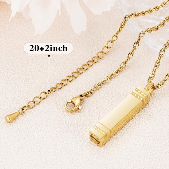 Cremation Urn Necklace for Ashes Bar Cremation Jewelry Stainless Steel Ash Neckl - Picture 3 of 7